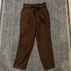 H&M Women's Chocolate Brown Tie-Waist Trousers